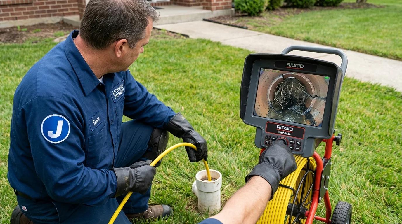 Sewer camera inspection being performed by Johns Plumbing LLC in Hemlock